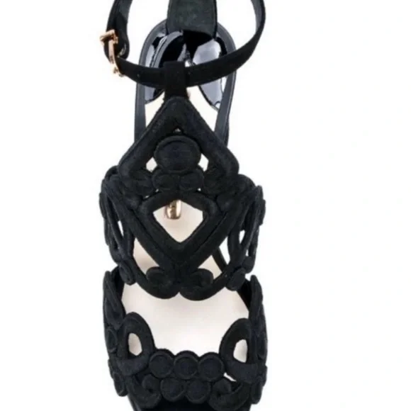 Sophia Webster Black Embroidery Block Heels/Sandals - Picture 5 of 13